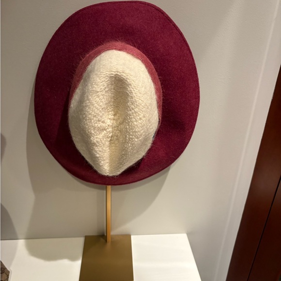 Berry Burgundy Cream Hat raffaello bettini wool alpaca nwt hat knit top Italy main image 7